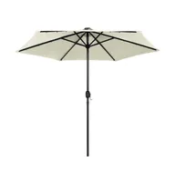 vidaXL Parasol with Led Lights and Aluminum Pole 106.3" Sand White