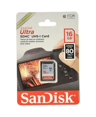 Sandisk Ultra Secure Digital High Capacity Memory Card- 16 Gb Class 10-uhs-i