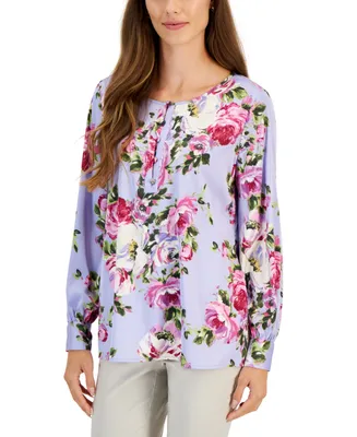 Jm Collection Women's Claudia Rose Printed Top, Created for Macy's