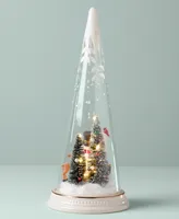 Lenox Lighted Christmas Cone With North Pole Snowman Scene Figurine