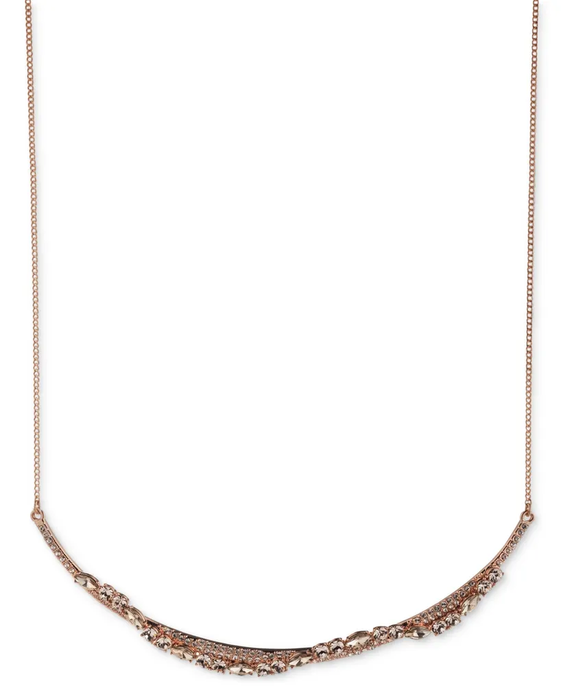 Givenchy Rose Gold-Tone Crystal Floral Lariat Necklace, 16