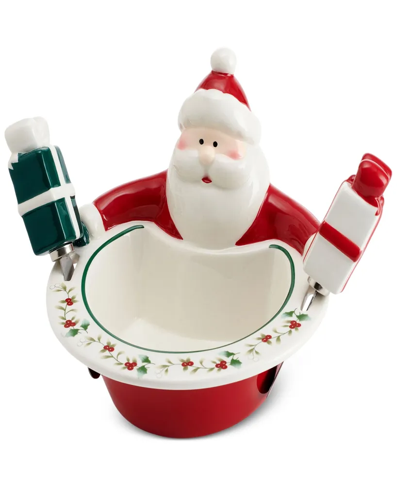 Winterberry Santa Dip Bowl & Spreaders