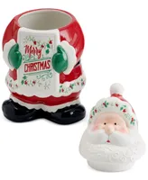 Winterberry Santa Merry Christmas Cookie Jar