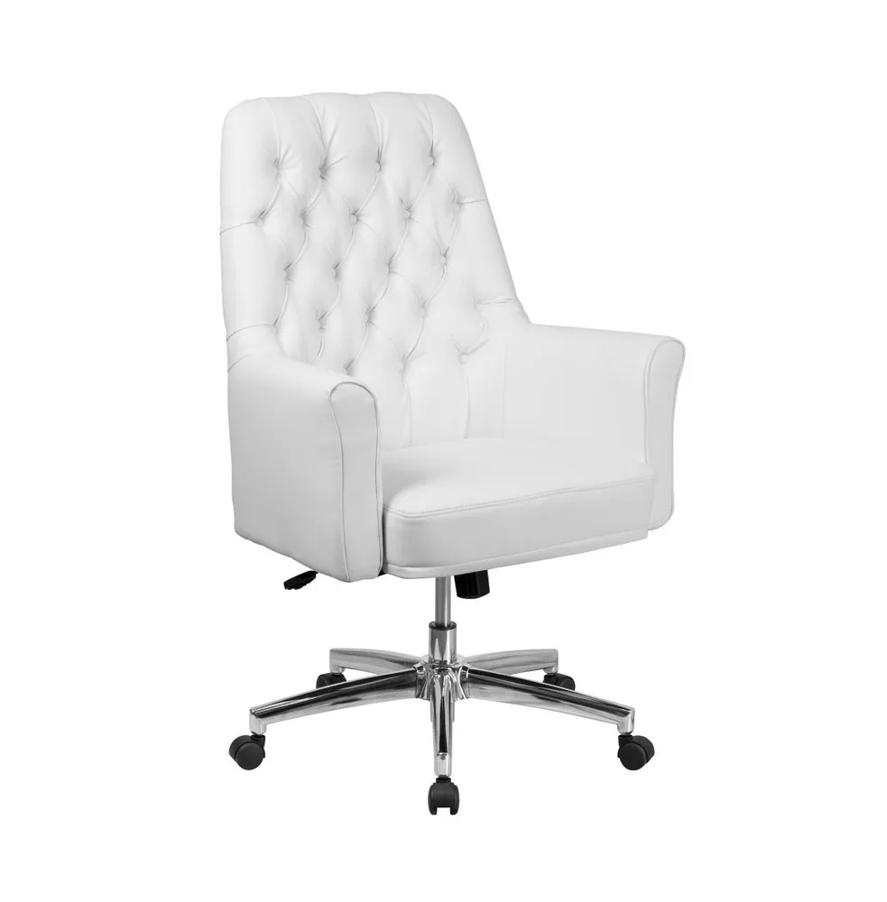 Merrick Lane Chamberlain Office Chair Ergonomic Executive Tufted Mid-Back With Padded Arms 360° Swivel And Adjustable Height