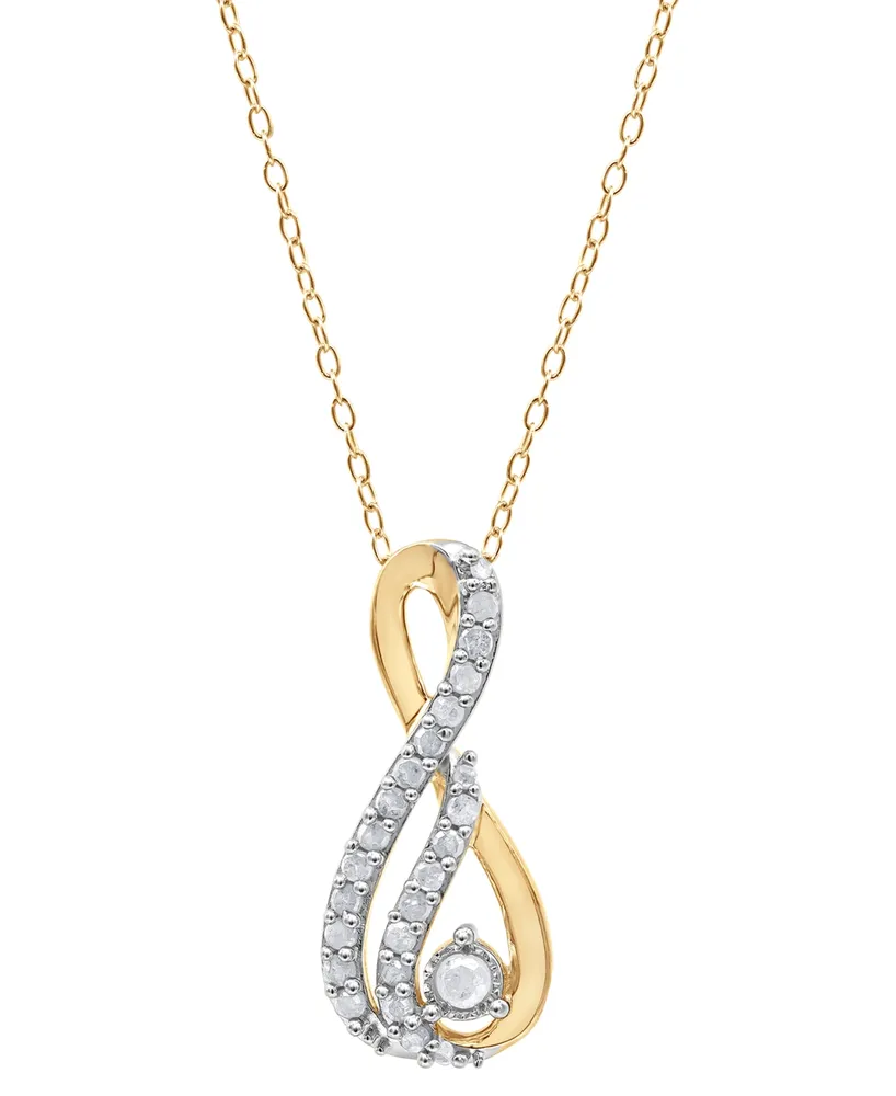 Diamond Treble Clef 18" Pendant Necklace (1/4 ct. t.w.) in Gold-Plated Sterling Silver - Gold