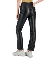 Tinseltown Juniors' Faux Leather High-Rise Pull-On Pants