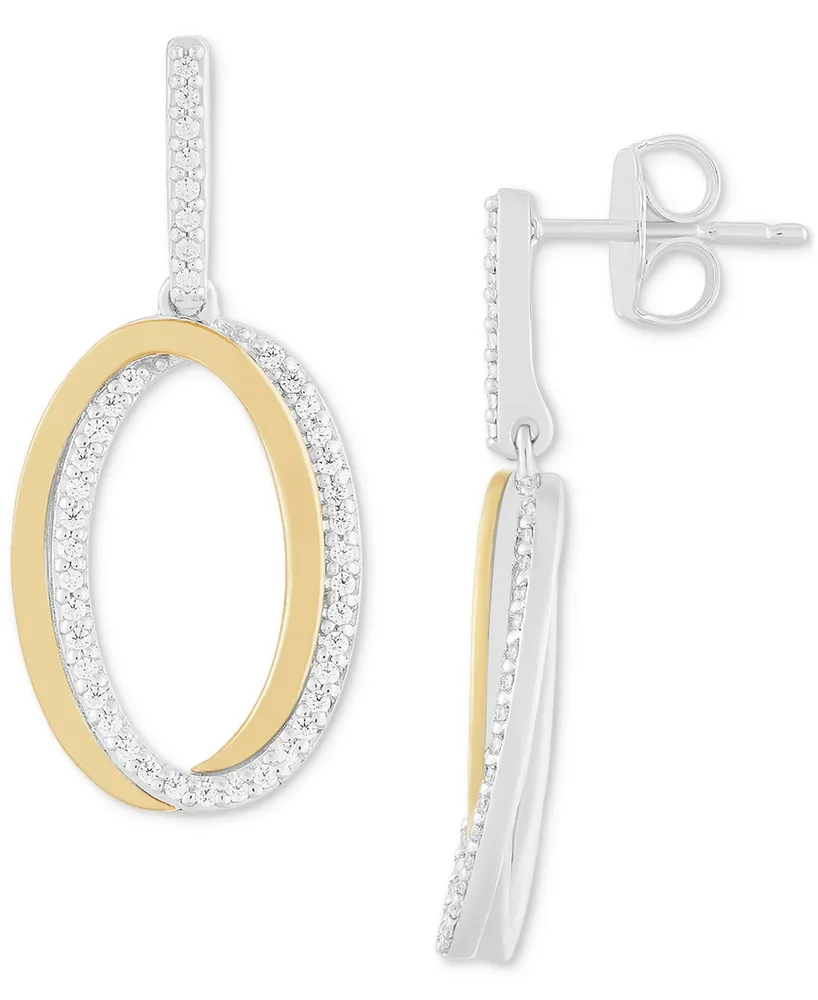 Diamond Intertwined Oval Drop Earrings (1/4 ct. t.w.) in Sterling Silver & 14k Gold-Plate - Sterling Silver  Gold