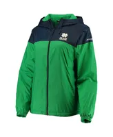 Women's Columbia Green, Navy Notre Dame Fighting Irish Flash Forward Lined Full-Zip Windbreaker Jacket