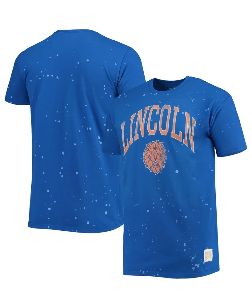 Men's Original Retro Brand Royal Lincoln Lions Bleach Splatter T-shirt