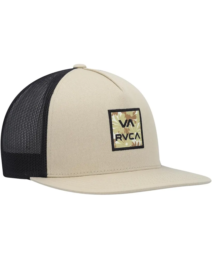 Men's Rvca Khaki Va All The Way Print Trucker Snapback Hat