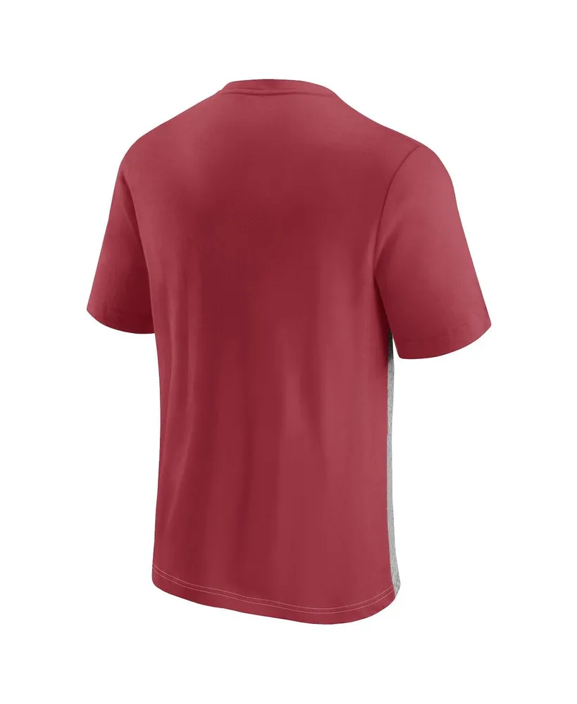 Men's Fanatics Cardinal, Heathered Gray Arizona Cardinals Colorblock T-shirt