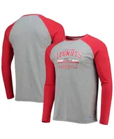 Men's Red, Heathered Gray Lansing Lugnuts Long Sleeve Baseball T-shirt