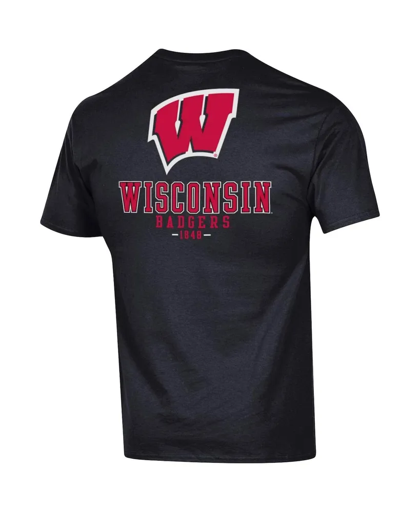 Men's Champion Black Wisconsin Badgers Stack 2-Hit T-shirt