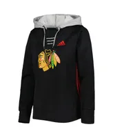 Women's adidas Black Chicago Blackhawks Skate Lace Team Pullover Hoodie