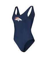 Women's G-iii 4Her by Carl Banks Navy Denver Broncos Making Waves One-Piece Swimsuit