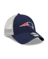 Men's New Era Navy, Natural New England Patriots Loyal 9TWENTY Trucker Snapback Hat