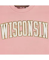 Women's Pressbox Pink Wisconsin Badgers La Jolla Fleece Pullover Sweatshirt