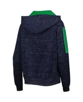Women's Colosseum Navy Notre Dame Fighting Irish The Devil Speckle Lace-Placket Raglan Pullover Hoodie