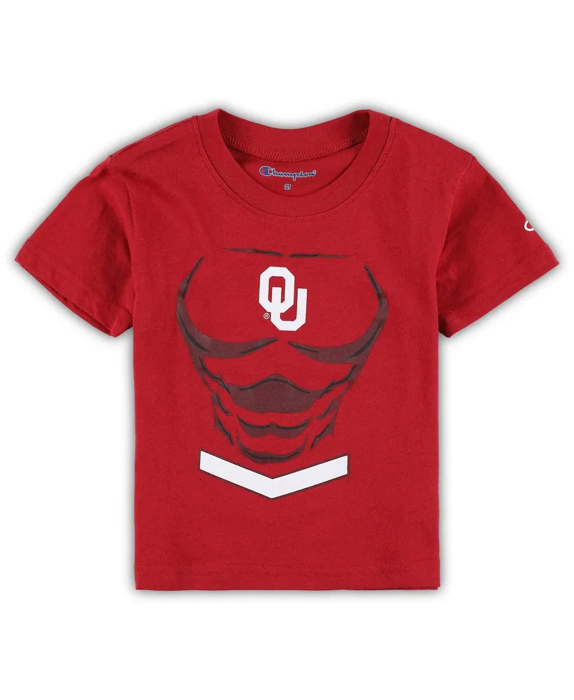 Toddler Boys and Girls Champion Crimson Oklahoma Sooners Super Hero T-shirt