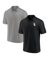 Men's Fanatics Black, Gray Chicago White Sox Dueling Logos Polo Shirt Combo Set