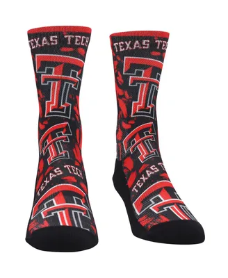 Men's and Women's Rock 'Em Socks Texas Tech Red Raiders Allover Logo Paint Crew