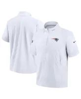 Men's Nike White New England Patriots Sideline Coach Short Sleeve Hoodie Quarter-Zip Jacket