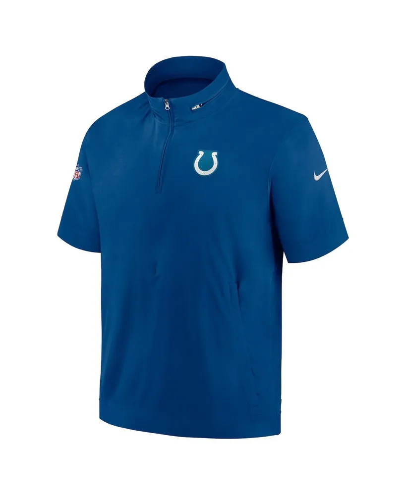 Men's Nike Royal Indianapolis Colts Sideline Coach Short Sleeve Hoodie Quarter-Zip Jacket
