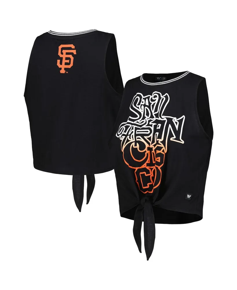 Women's The Wild Collective Black San Francisco Giants Twisted Tie Front Tank Top