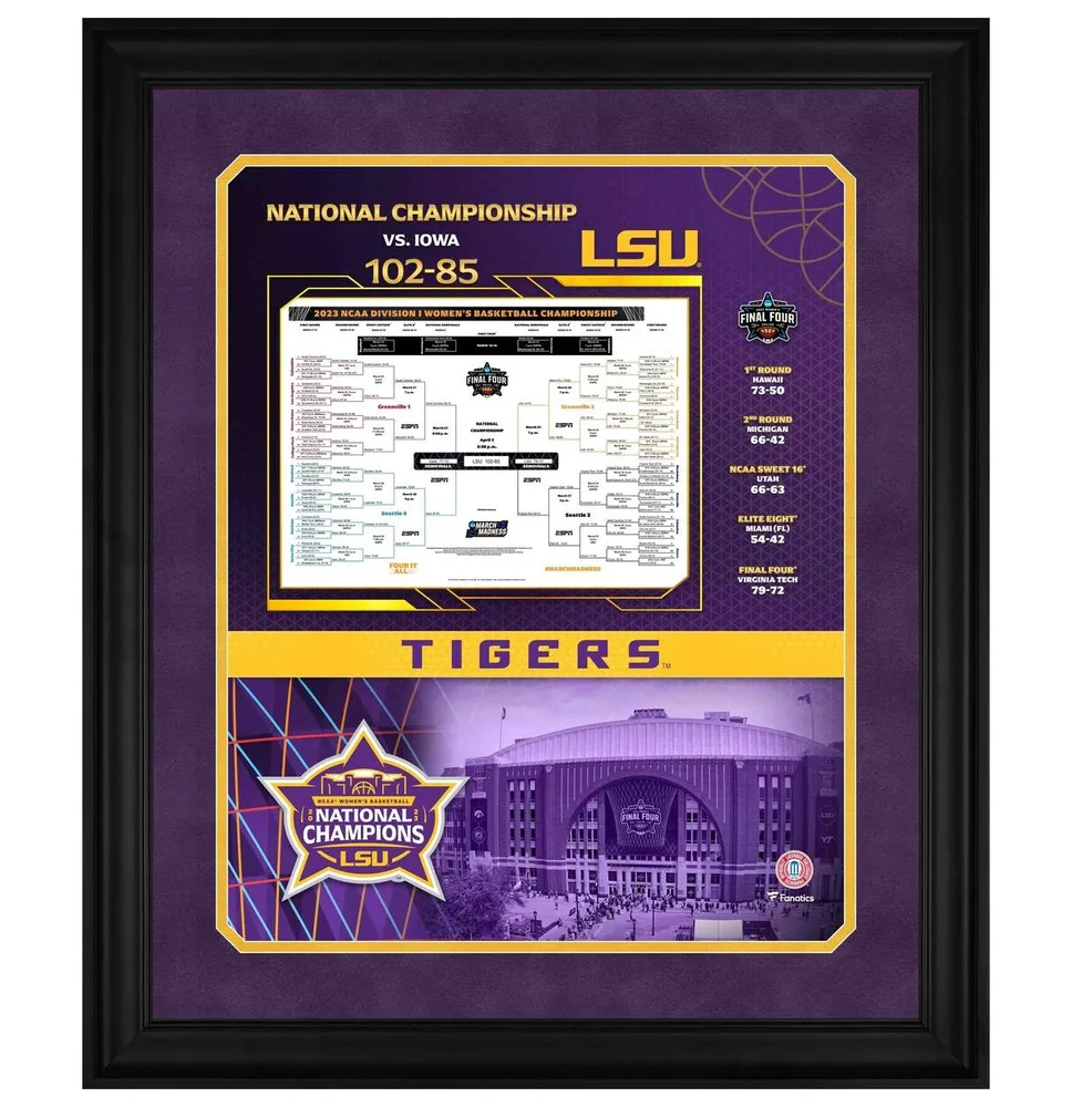 Lsu Tigers 2023 Ncaa Women's Basketball National Champions Framed 20" x 24" Bracket Collage Photo