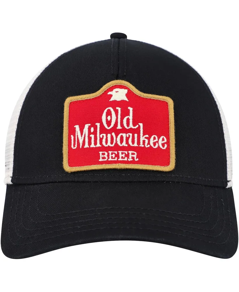 Men's American Needle Black, Cream Old Milwaukee Valin Trucker Snapback Hat