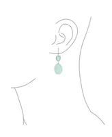 Bling Jewelry Elegant Teardrop Accent Briolette Soft Mint Light Green Natural Amazonite Faceted Oval Drop Earrings For Women Fish Hook