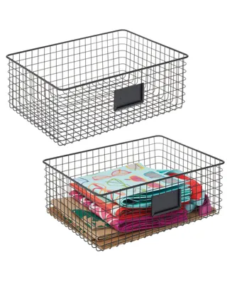 mDesign Wide Steel Kitchen Organizer Basket - Label Slot, Pack