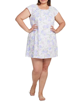 Miss Elaine Plus Size Printed Short-Sleeve Nightgown