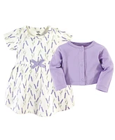 Touched by Nature Baby Girls Organic Cotton Dress and Cardigan 2pc Set
