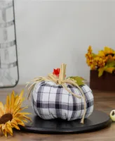 5" Black and White Fabric Fall Harvest Tabletop Pumpkin