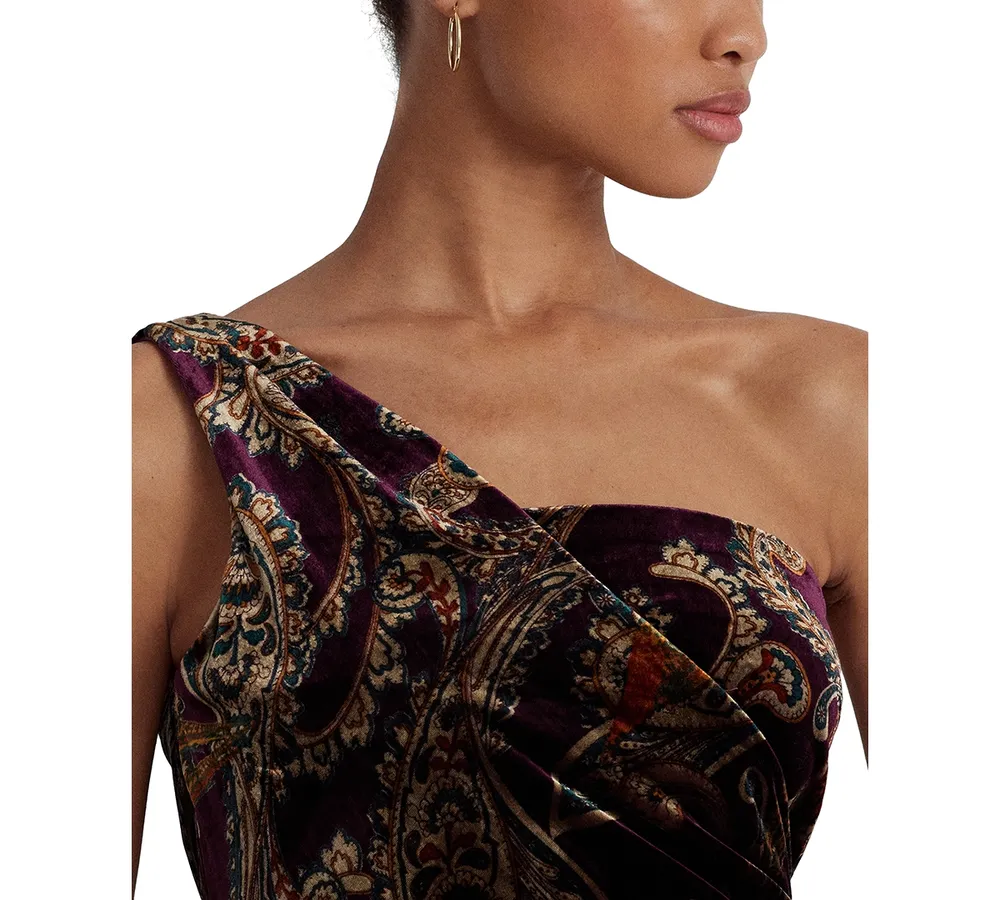 Lauren Ralph Lauren Women's One-Shoulder Velvet Dress