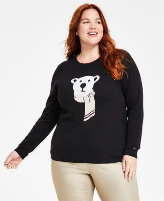 Tommy Hilfiger Plus Cotton Polar-Bear-Graphic Sweater