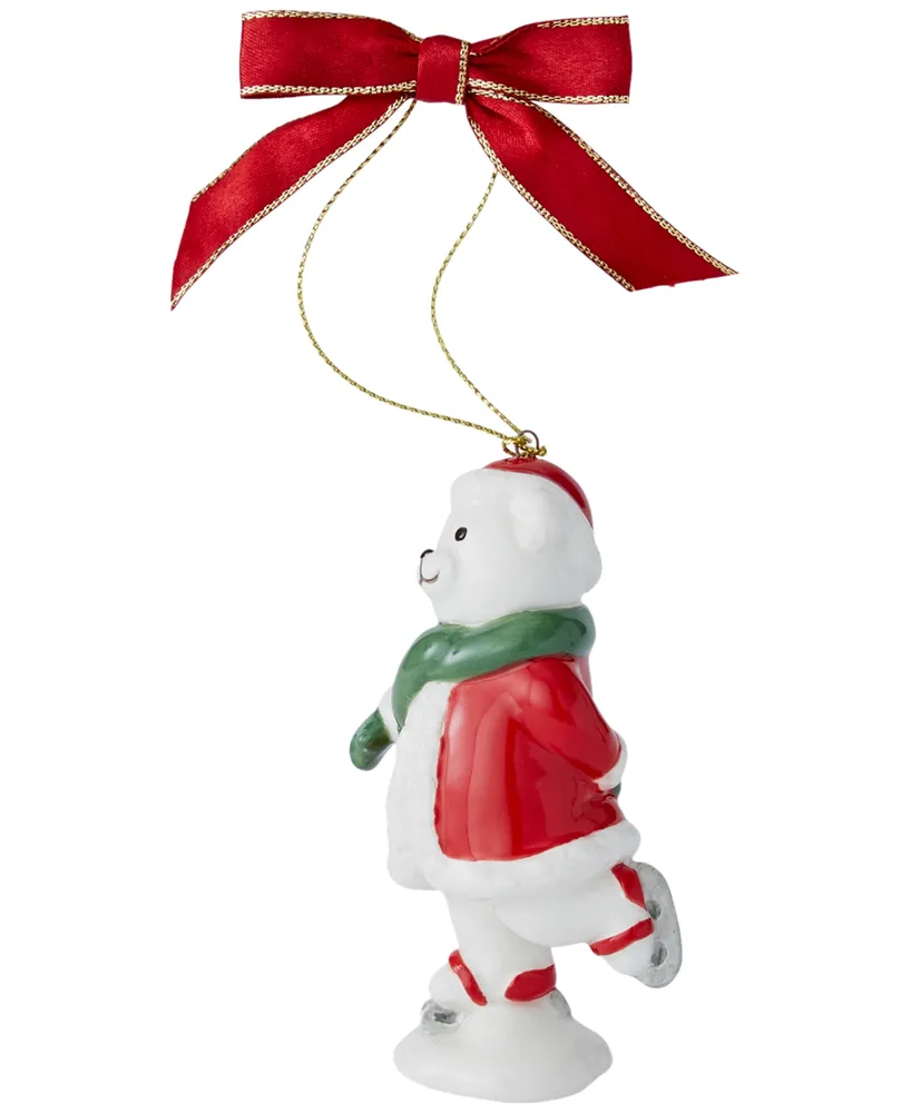 Spode Christmas Tree Skating Teddy Bear Ornament