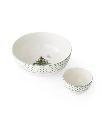 Spode Christmas Tree Polka Dot Tiered Chip & Dip Set