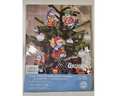 Orchidea Counted cross stitch kit with plastic canvas "Snowmen" set of 4 designs 7609 - Assorted Pre