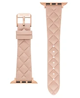 Anne Klein Women's Blush Pink Quilted Genuine Leather Band designed for Apple Watch 42mm (Series 10) & 38/40/41mm - Blush Pink, Rose Gold