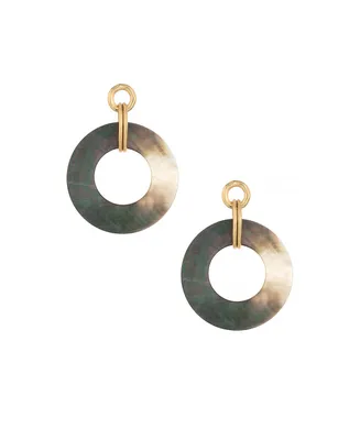 Ettika Circle Shell Dangle 18K Gold Plated Earrings