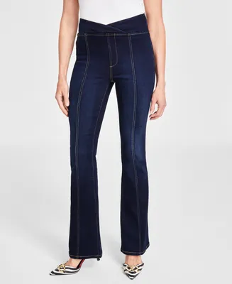 I.n.c. International Concepts Women's High Rise Asymmetrical Seamed Bootcut Jeans, Created for Macy's