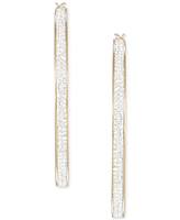 Crystal Pave Click Top Medium Hoop Earrings, 2"