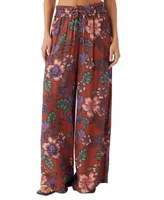 O'Neill Juniors' Ninette Solana Crinkle Floral-Print Wide-Leg Pants