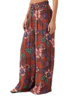 O'Neill Juniors' Ninette Solana Crinkle Floral-Print Wide-Leg Pants