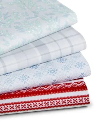 Home Design Easy Care Holiday Printed Microfiber Sheet Sets Created For Macys