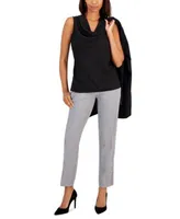 Kasper Womens Sleeveless Cowl Neck Top Slim Fit Straight Leg Pants