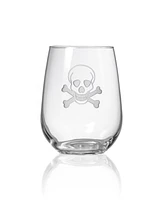 Rolf Glass Skull and Crossbones Stemless Wine Tumbler 17oz