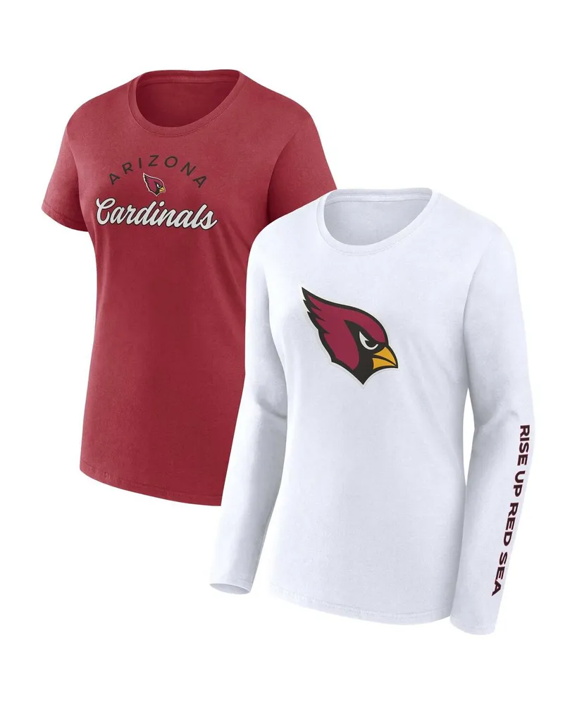 Women's Fanatics Branded Cardinal/White Arizona Cardinals Ombre Long Sleeve T-Shirt Size: Small